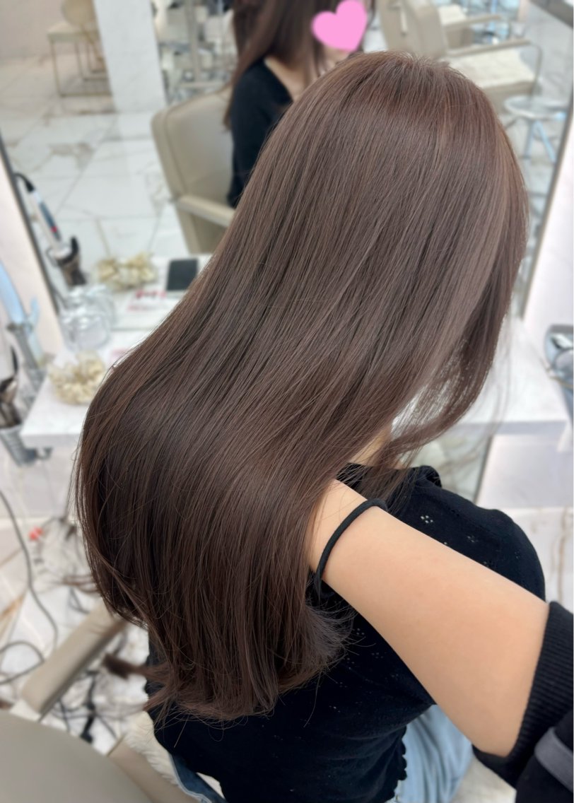 セミロング カラー ブリーチ グレージュ シアーグレージュ 卒業式のヘアスタイル 韓国風ヘア カット ヘアカラー トリートメント ちい/韓国レイヤー /ベージュ/顔まわりのヘアスタイル