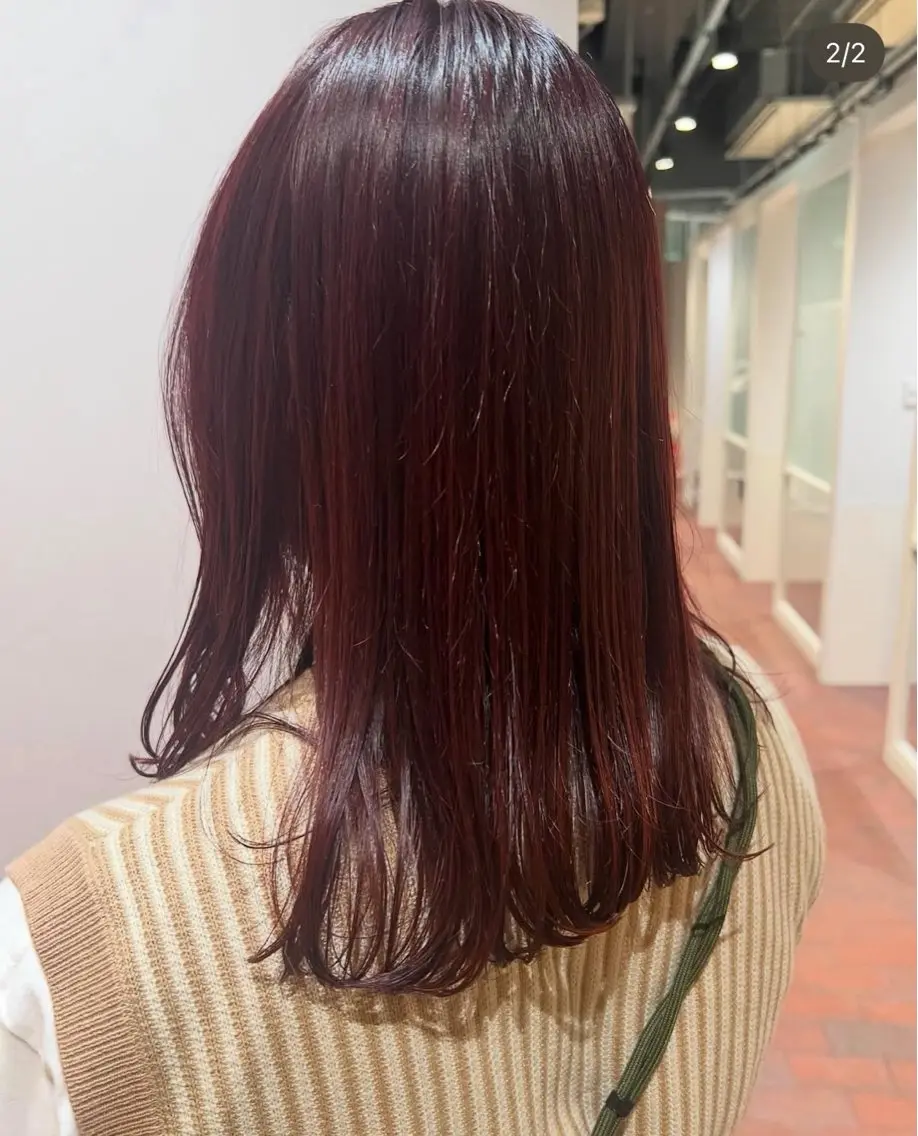ミディアム ヘアカラー トリートメント 暖色カラー/かまや ゆきえのヘアスタイル