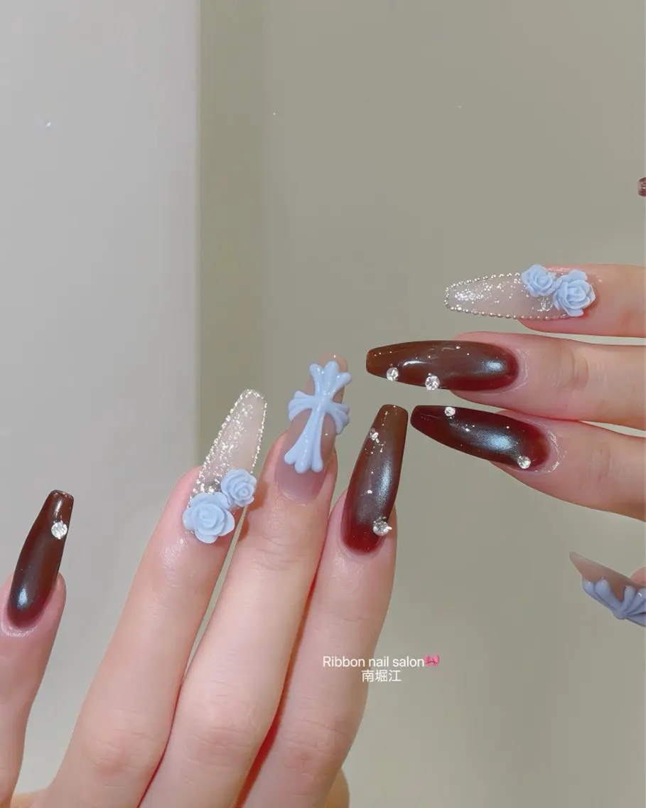 セミロング ハンドネイル RibbonNail 南堀江のネイルデザイン