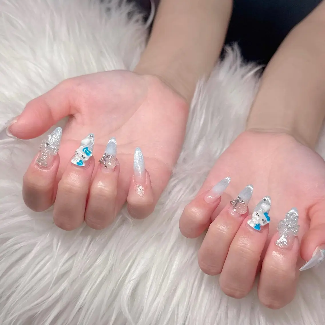 ネイル 長さ出し グラデーション 卒業式 キラキラネイル マグネットネイル ハンドネイル Lee Nailsのネイルデザイン