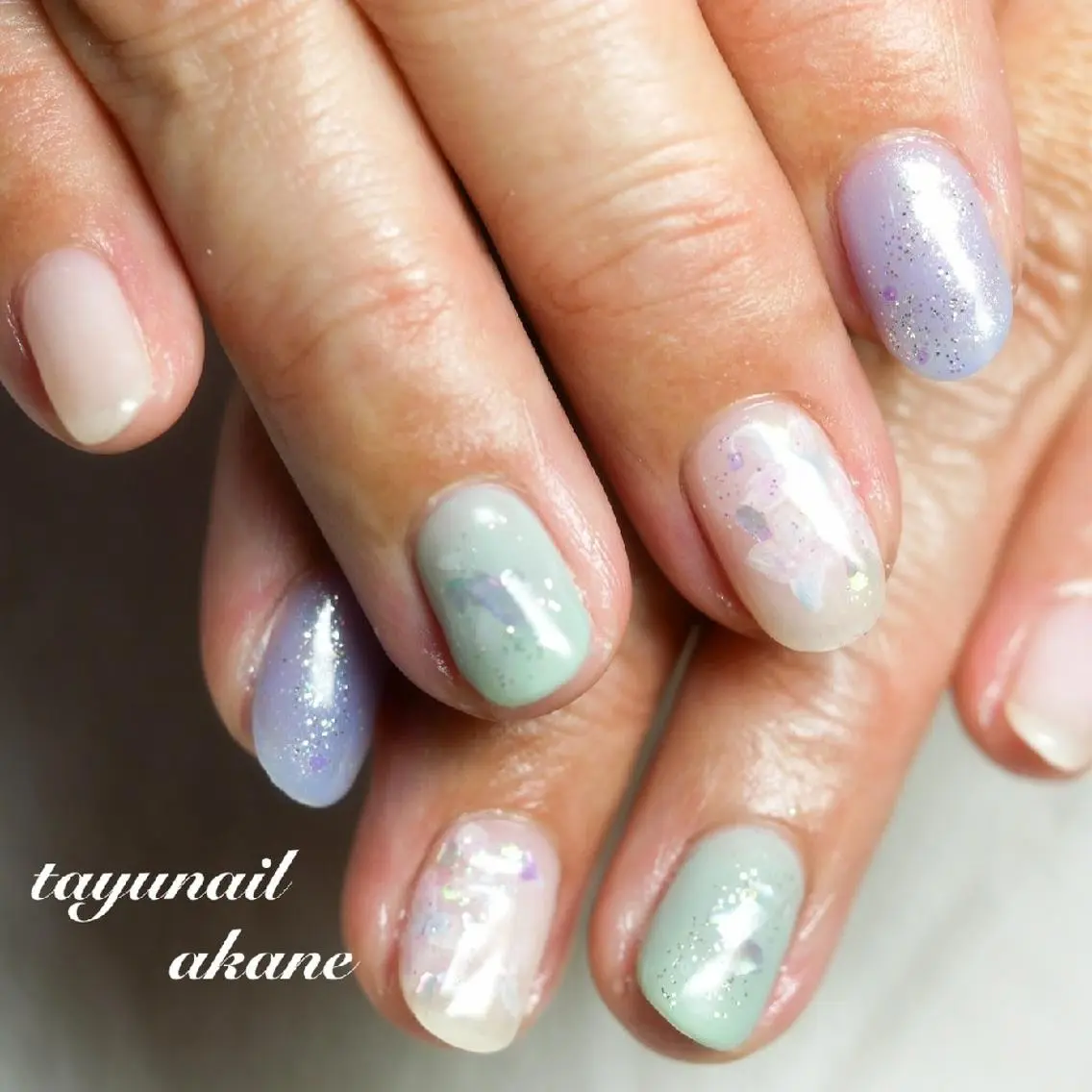 ネイル ブルー ジェルネイル パラジェル 春ネイル ネイルサロン 【たゆnail】のネイルデザイン