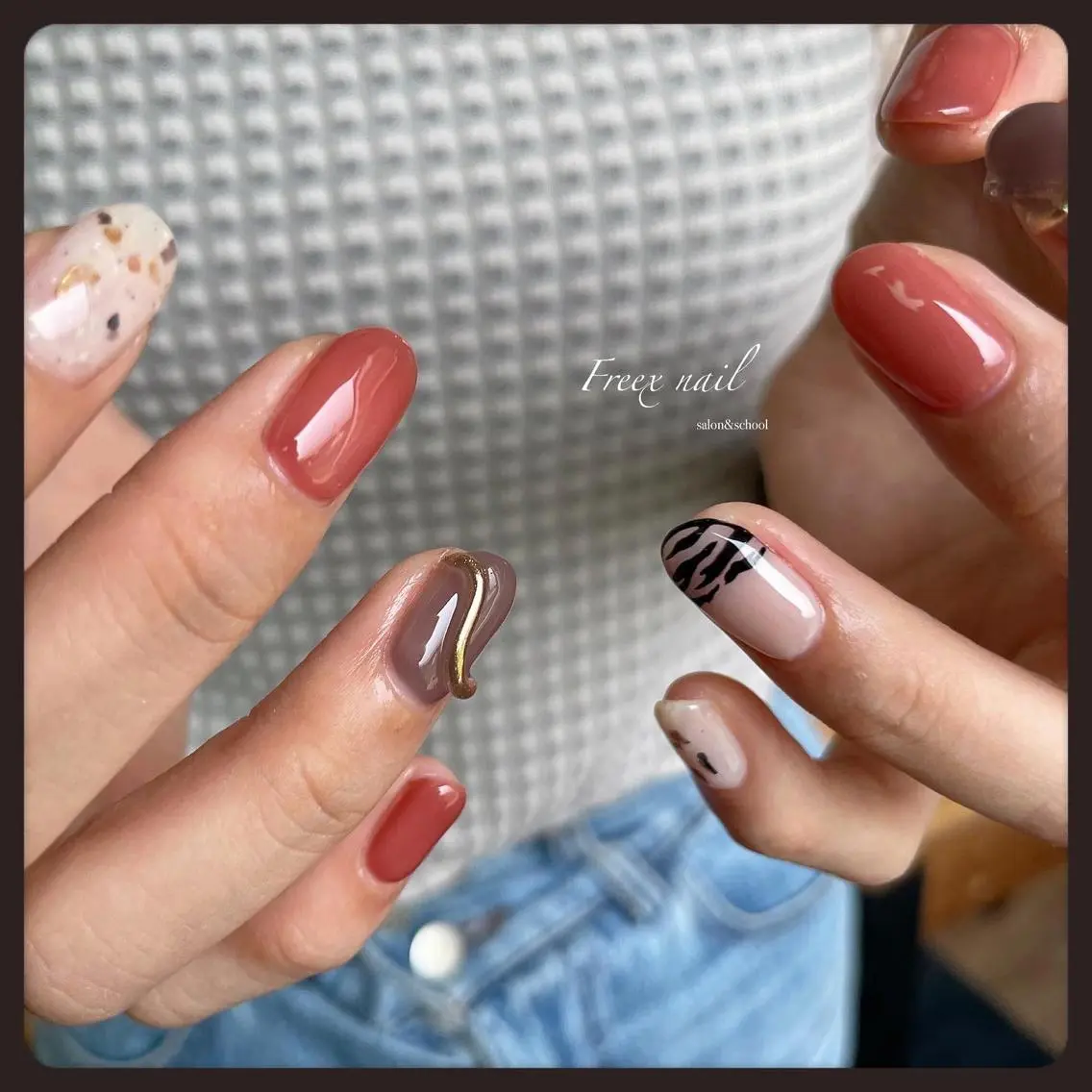 ネイル アニマル柄 ハンドネイル ハンドケア freex nail /ニュアンス/個性派のネイルデザイン