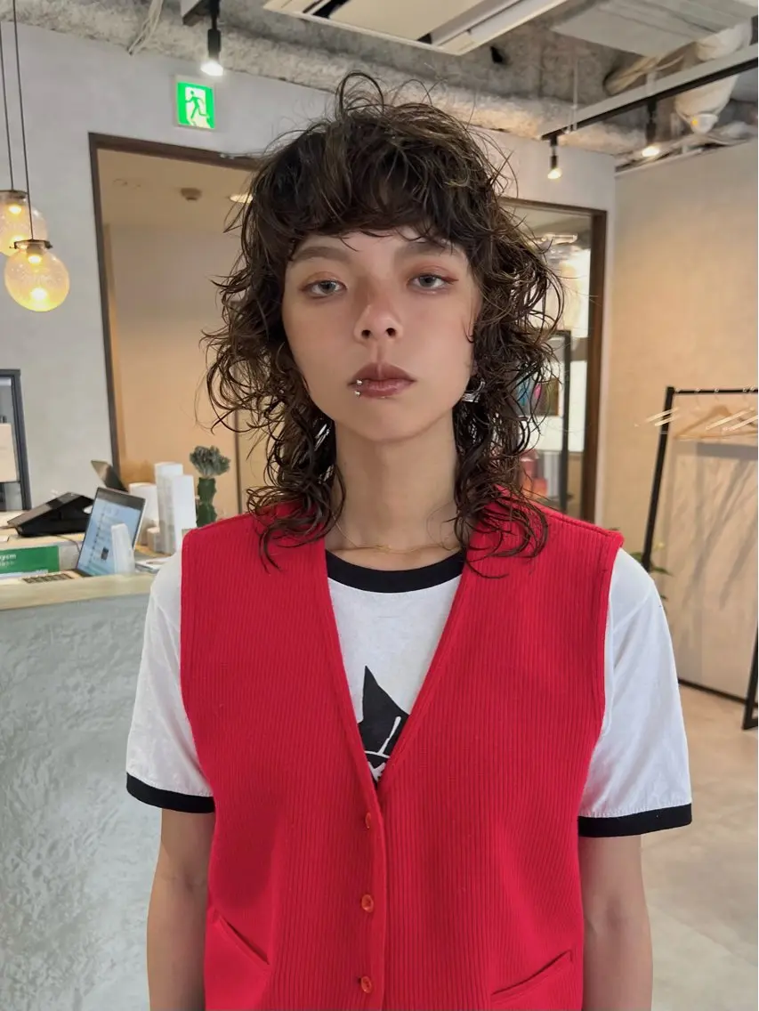 ミディアム ミディアムパーマ マレットヘア カット パーマ ボブ/パーマ 村中　仁人のヘアスタイル