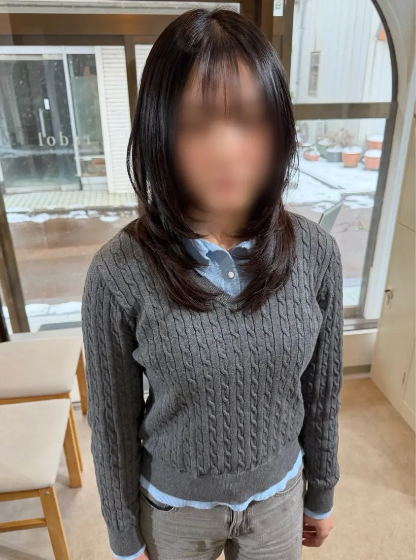 セミロング ハッシュカット カット やまもと けんたのヘアスタイル