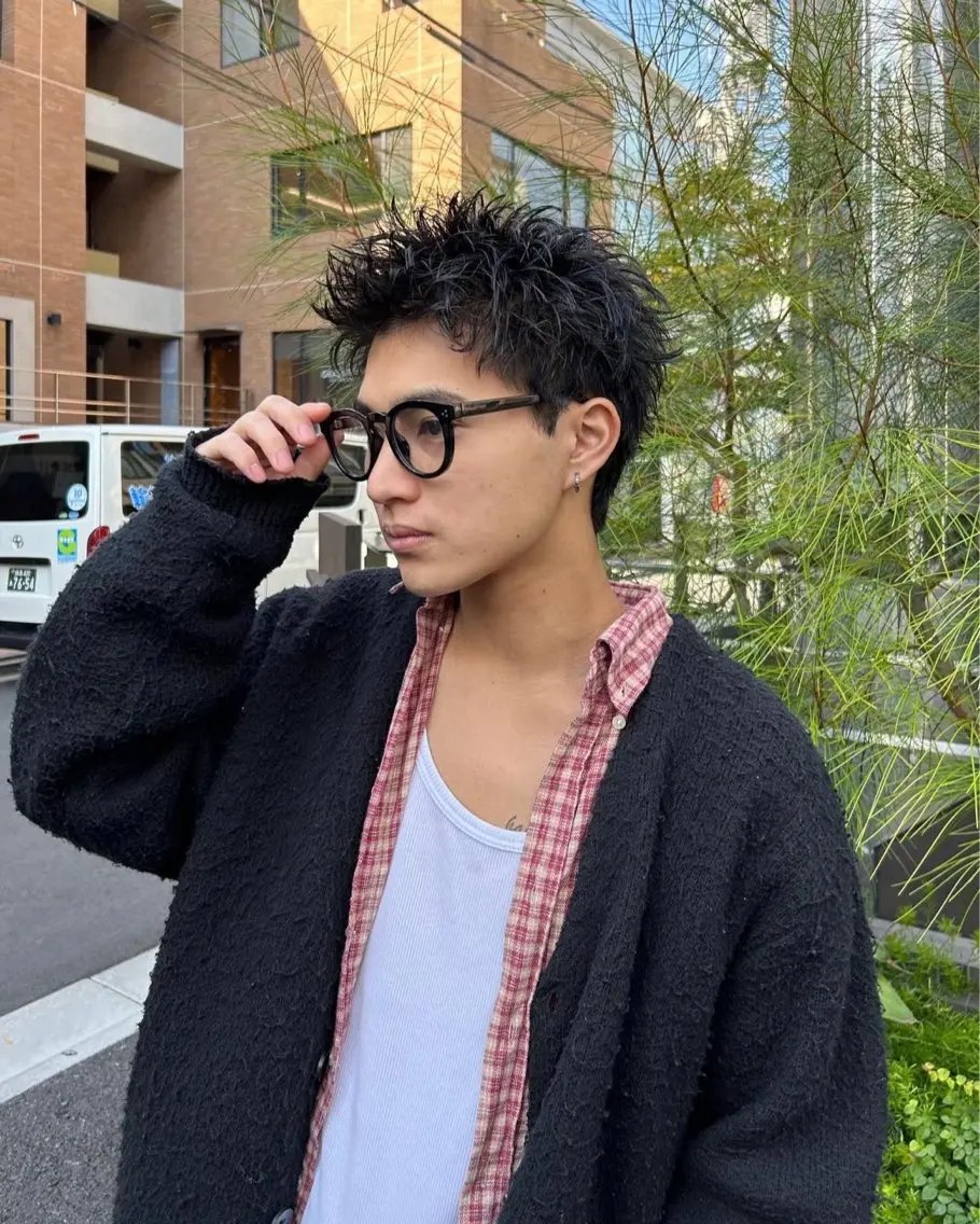 ショート パーマ ヘアアレンジ メンズ メンズパーマ スパイキーショート ショートヘア 竹内 奨のヘアスタイル