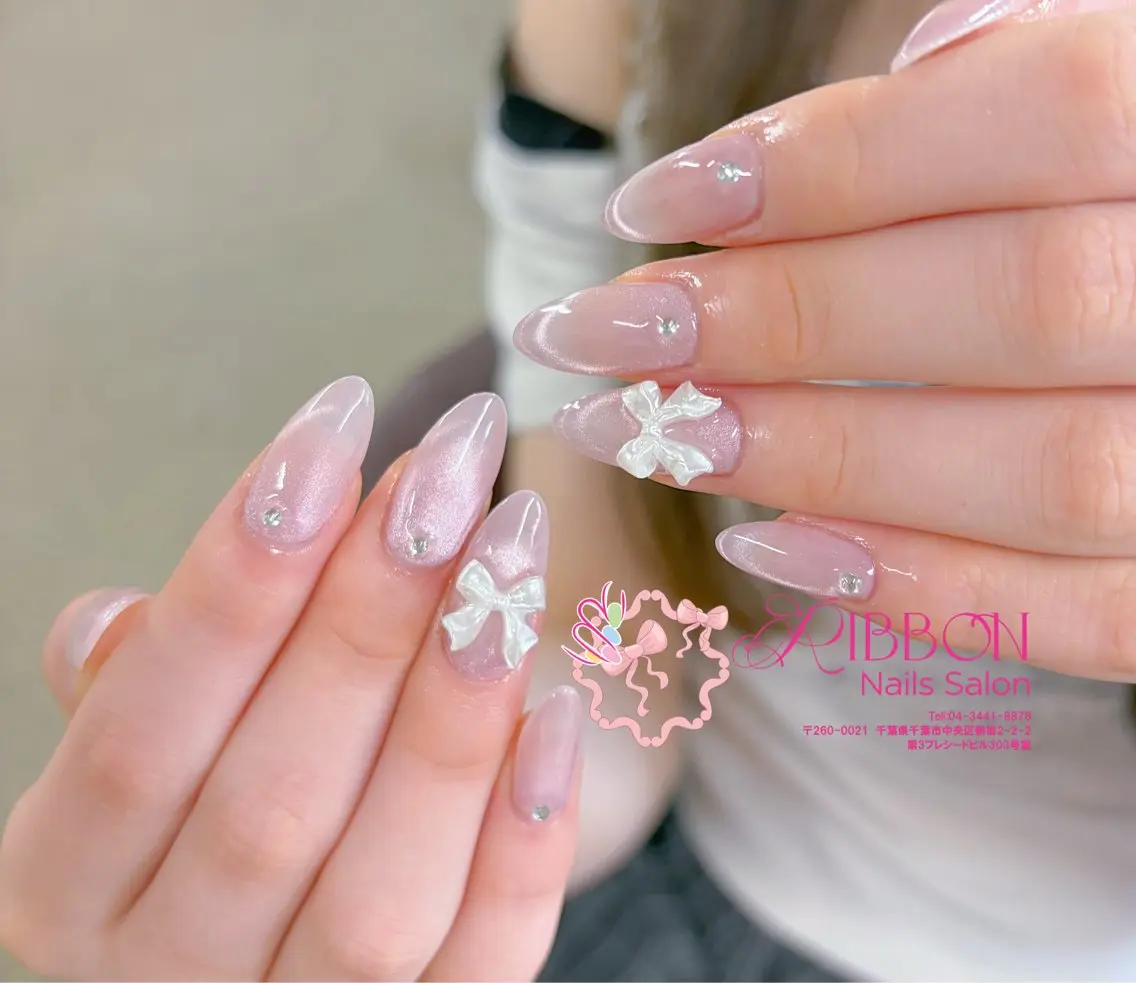 ネイル フットネイル フレンチネイル ジェルネイル マグネットネイル 持ち込み ハンドネイル Ribbonnail salonのネイルデザイン