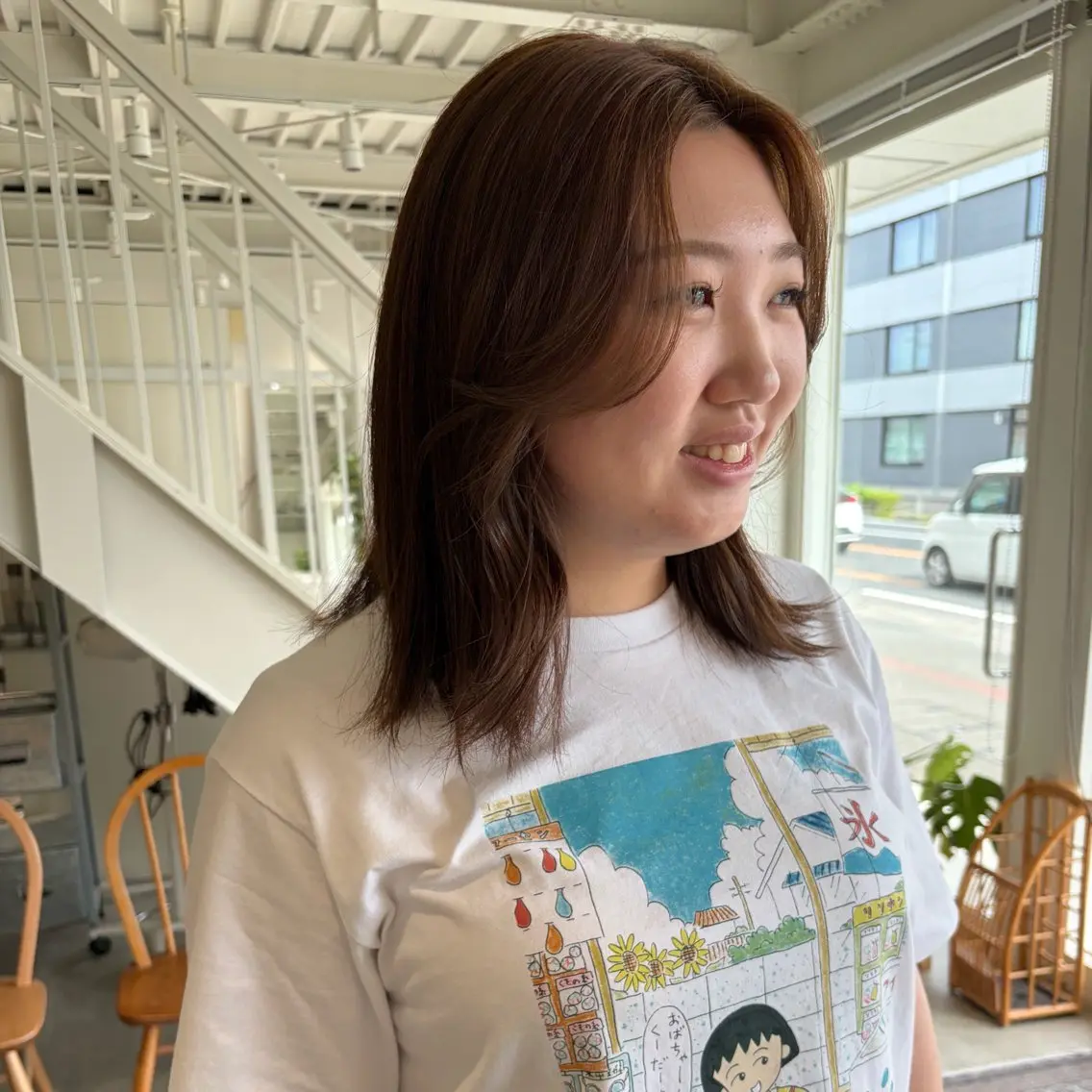ミディアム カラー 透明感カラー ヘアカラー 周東 芽依のヘアスタイル