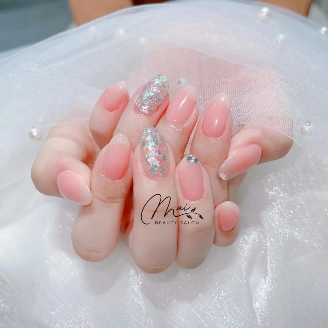 ネイル オーロラネイル 長さ出し フラッシュネイル フレンチネイル ジェルネイル MaiBeauty HaNaのネイルデザイン