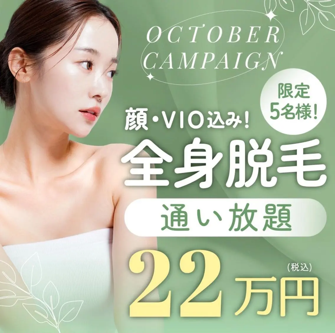 全身脱毛(顔VIO込み)通い放題 22万円の写真
