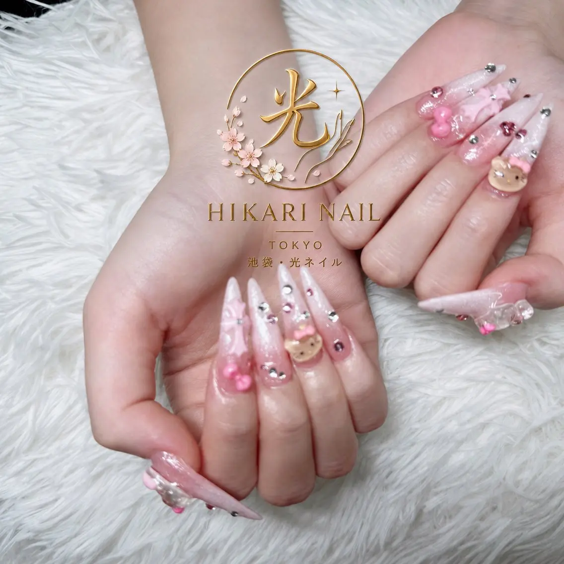 ネイル チークネイル 長さ出し フレンチネイル ガーリー ハロウィン ハンドネイル HikariNail Ikebukuroのネイルデザイン