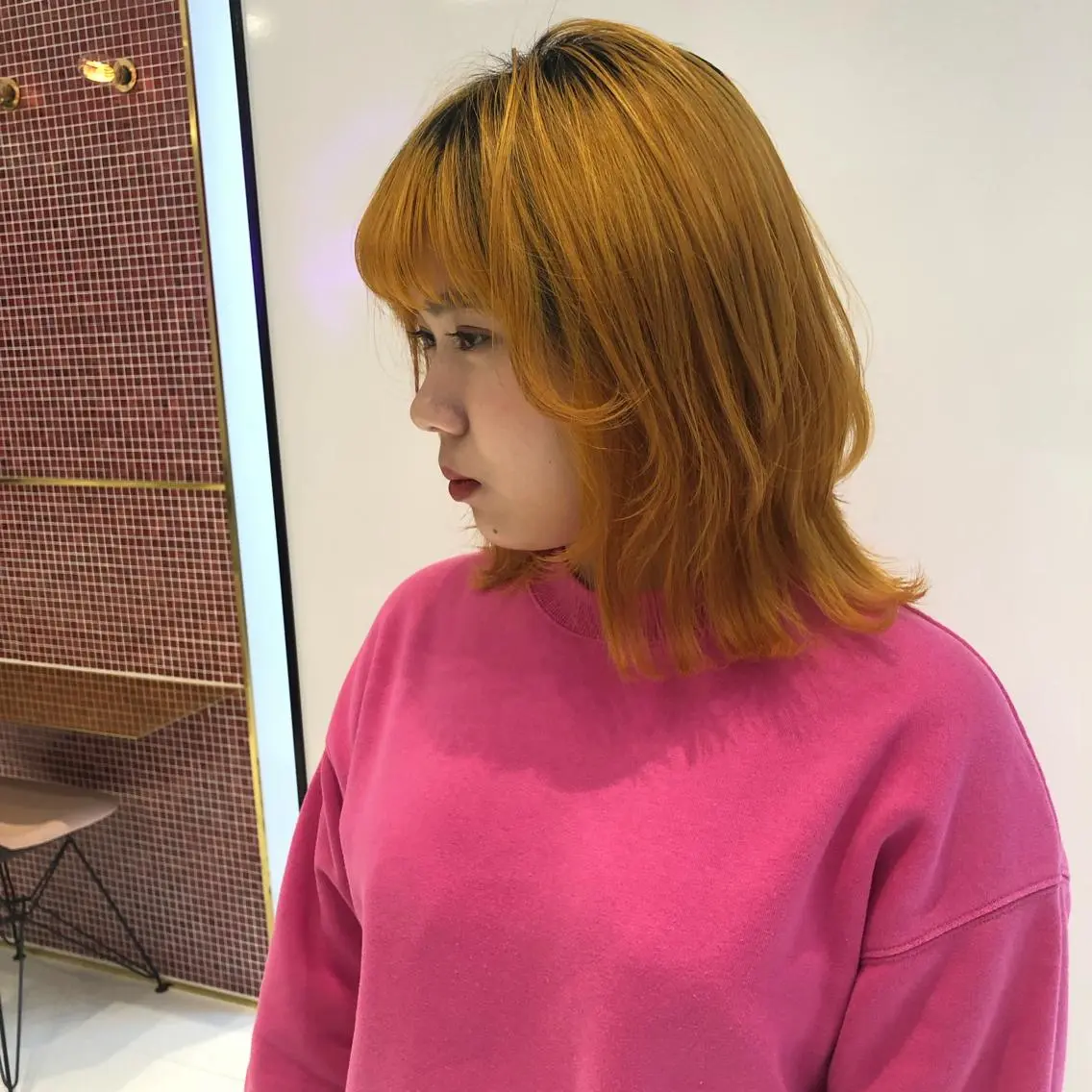 ミディアム カラー ブリーチ ヘアカラー 相川 愛実のヘアスタイル