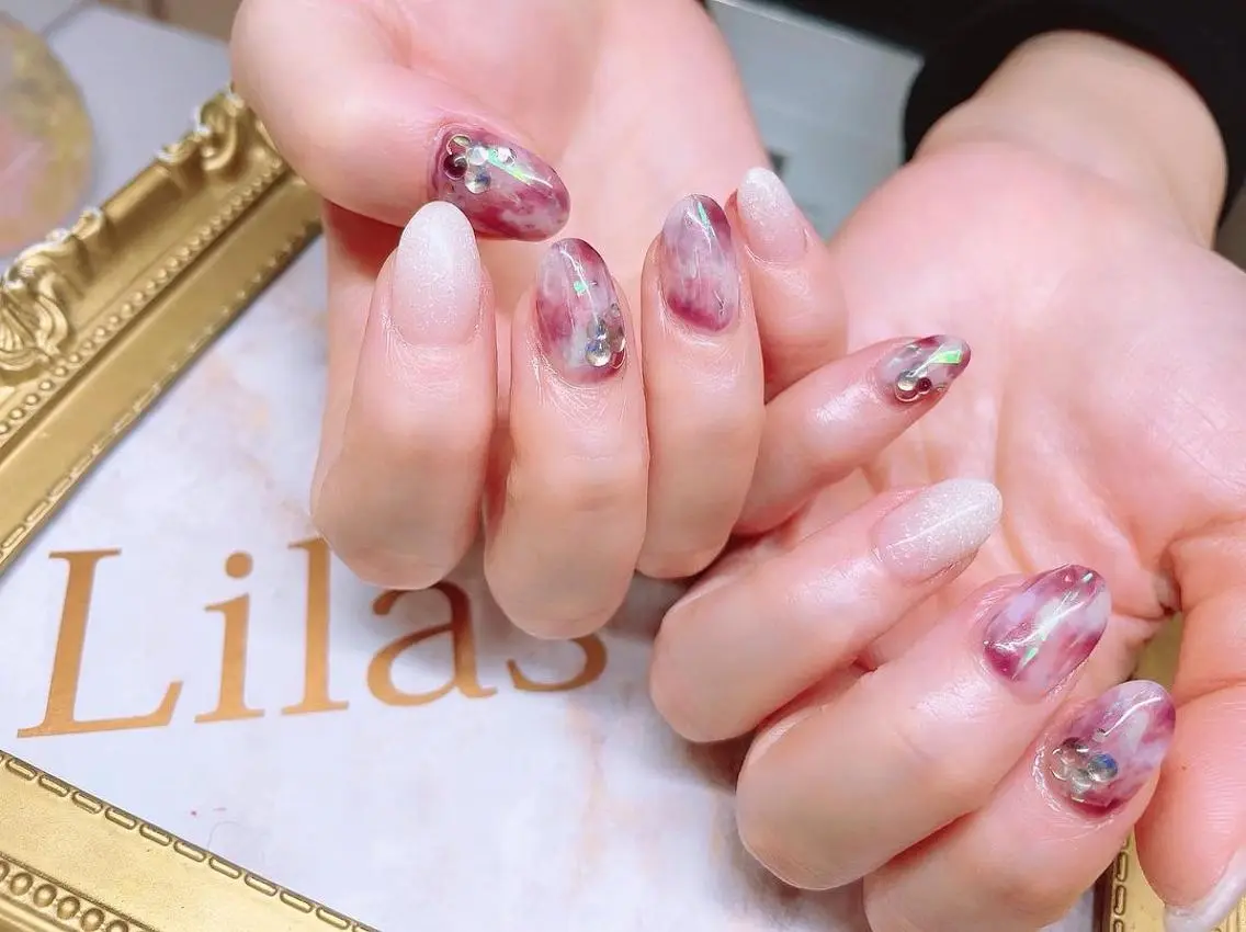 ネイル オーロラネイル 入学式 ジェルネイル グラデーション 卒業式 Lilas Nailのネイルデザイン