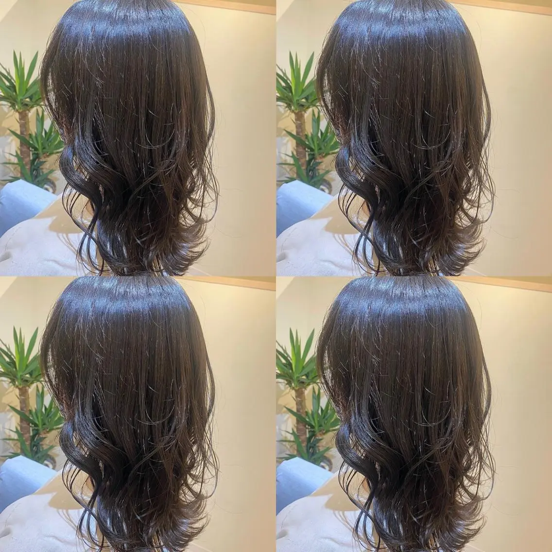 セミロング カラー 金島 青のヘアスタイル