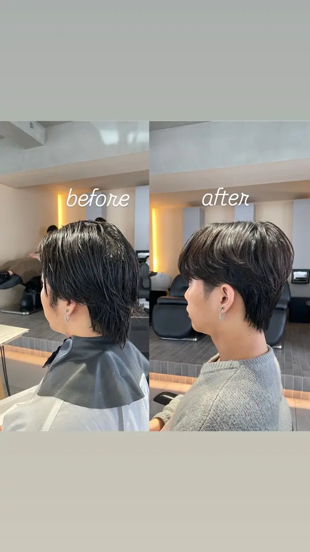 ショート パーマ メンズ ブリ—チ🌈カラ— 🌀パ—マ🌿ちえのヘアスタイル
