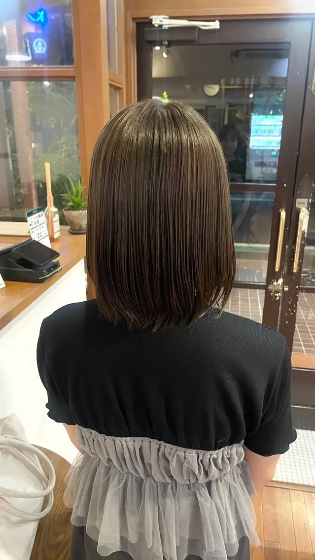 カラー 透明感カラー オリーブカラー emma~ ボブ🪷のヘアスタイル