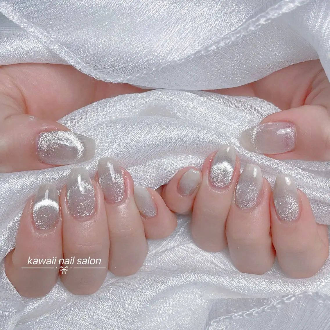ネイル ドット フレンチネイル 韓国ネイル マグネットネイル オフィスネイル Kawaii Nail Salonのネイルデザイン