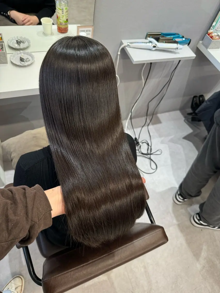 ロング ケアカラー 髪質改善 縮毛矯正 トリートメント 酸性ストレート 髪質改善×縮毛矯正 Core 片山健太のヘアスタイル