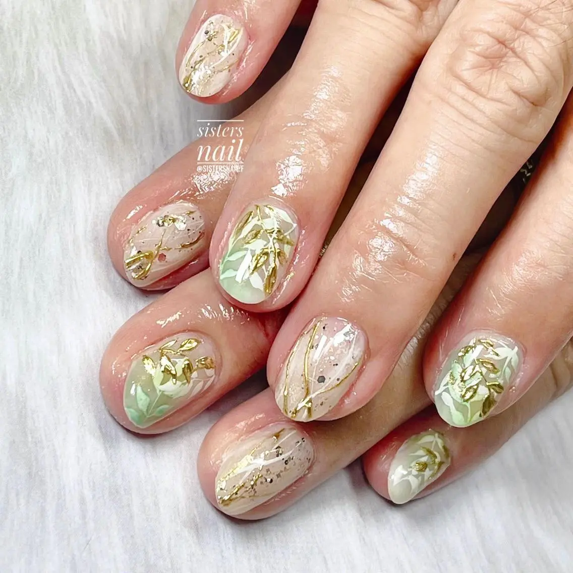 ネイル アートネイル ミラーネイル ニュアンスネイル ショートネイル ブライダルネイル sisters nail.fのネイルデザイン