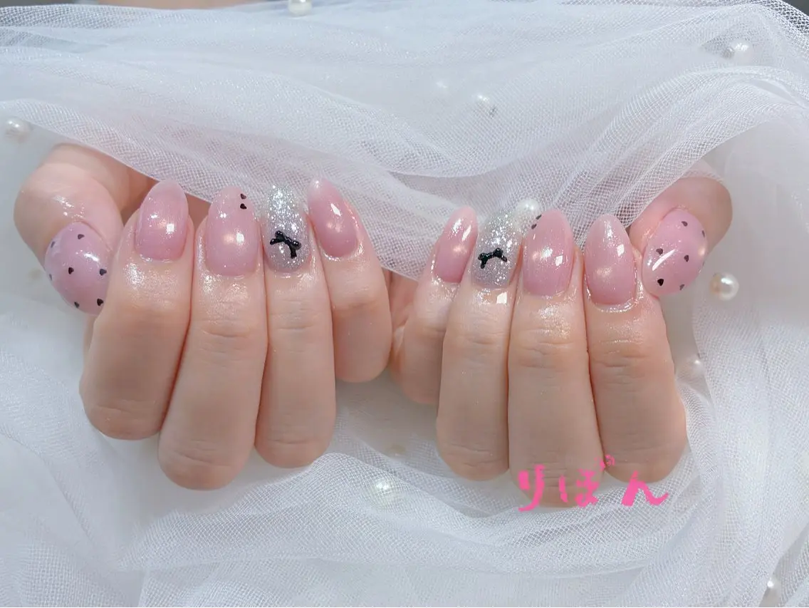 ミディアム 入学式 卒業式のヘアスタイル 韓国風ヘア ハンドネイル りぼん Re:Bonrのネイルデザイン