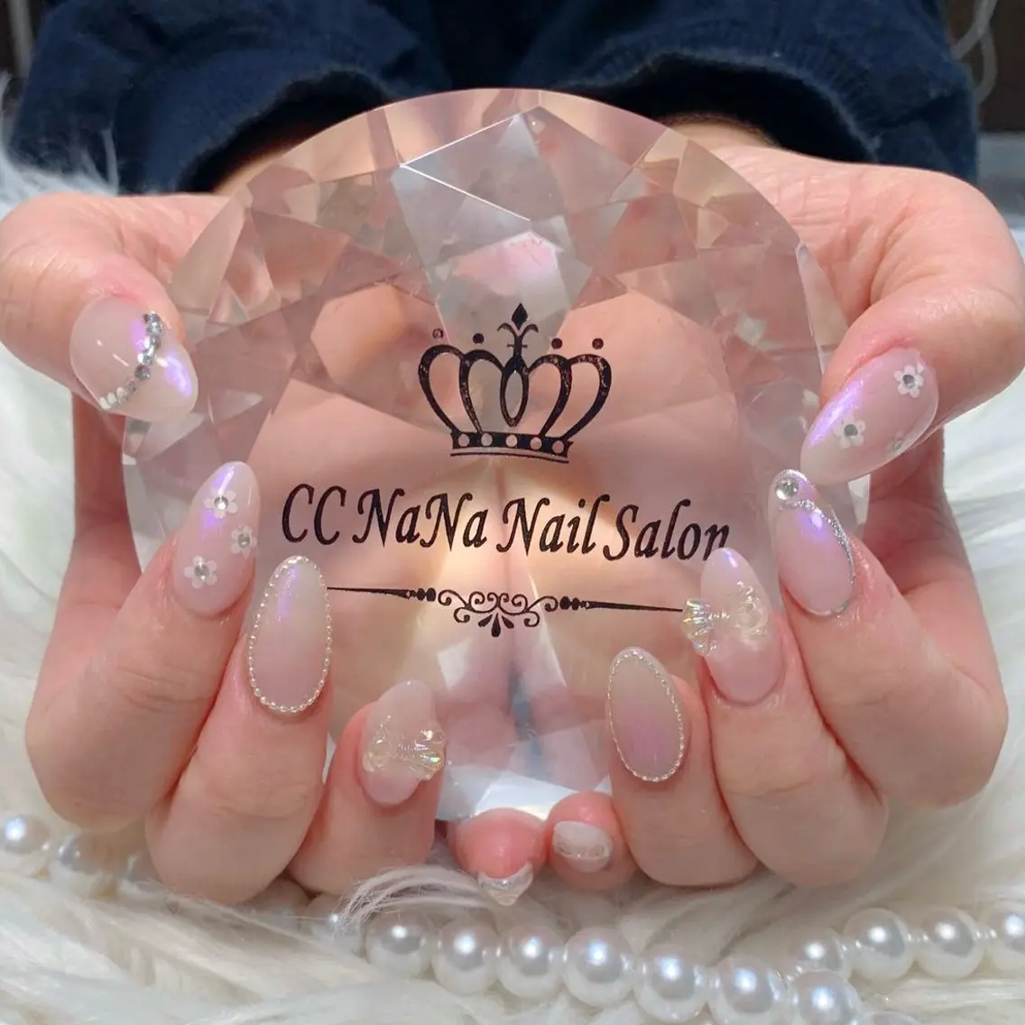 ネイル アートネイル 桜ネイル ミラーネイル スカルプネイル 春ネイル ハンドネイル 💎CC・NaNa 韓国風ネイル🌙Cのネイルデザイン