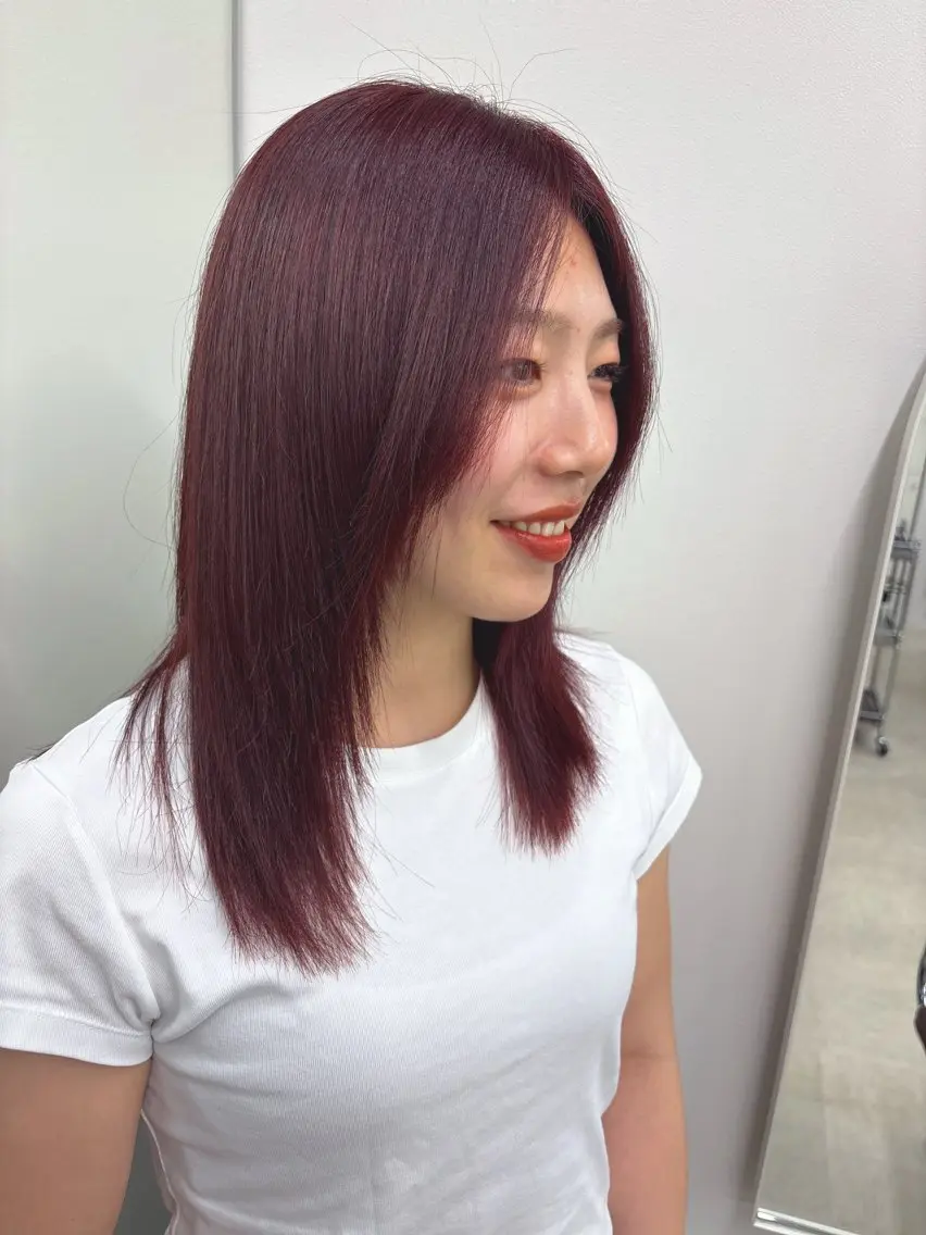 セミロング カラー ヘアアレンジ ブリーチ 透明感カラー ブリーチなしカラー くびれヘア 顔まわりレイヤー カット ヘアカラー トリートメント 2ヶ月も綺麗に /星野六三四のヘアスタイル