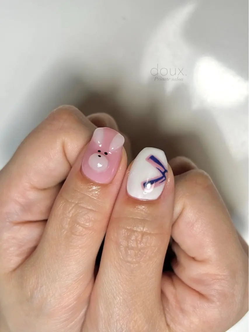 ネイル アニマル柄 マグネットネイル ミラーネイル doux. nailのネイルデザイン