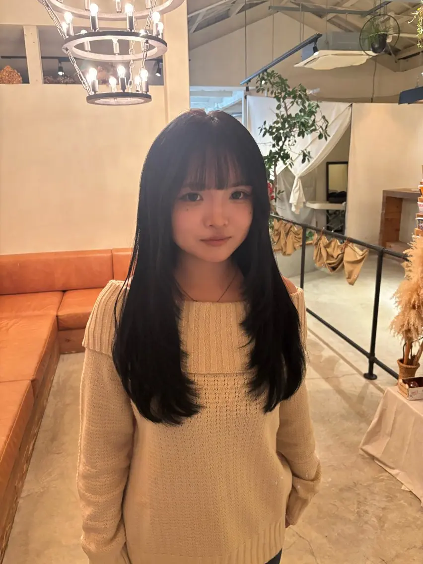 ロング エクステ レイヤーカット ロング 春モテカラー/うる艶 ストレート/羽菜のヘアスタイル