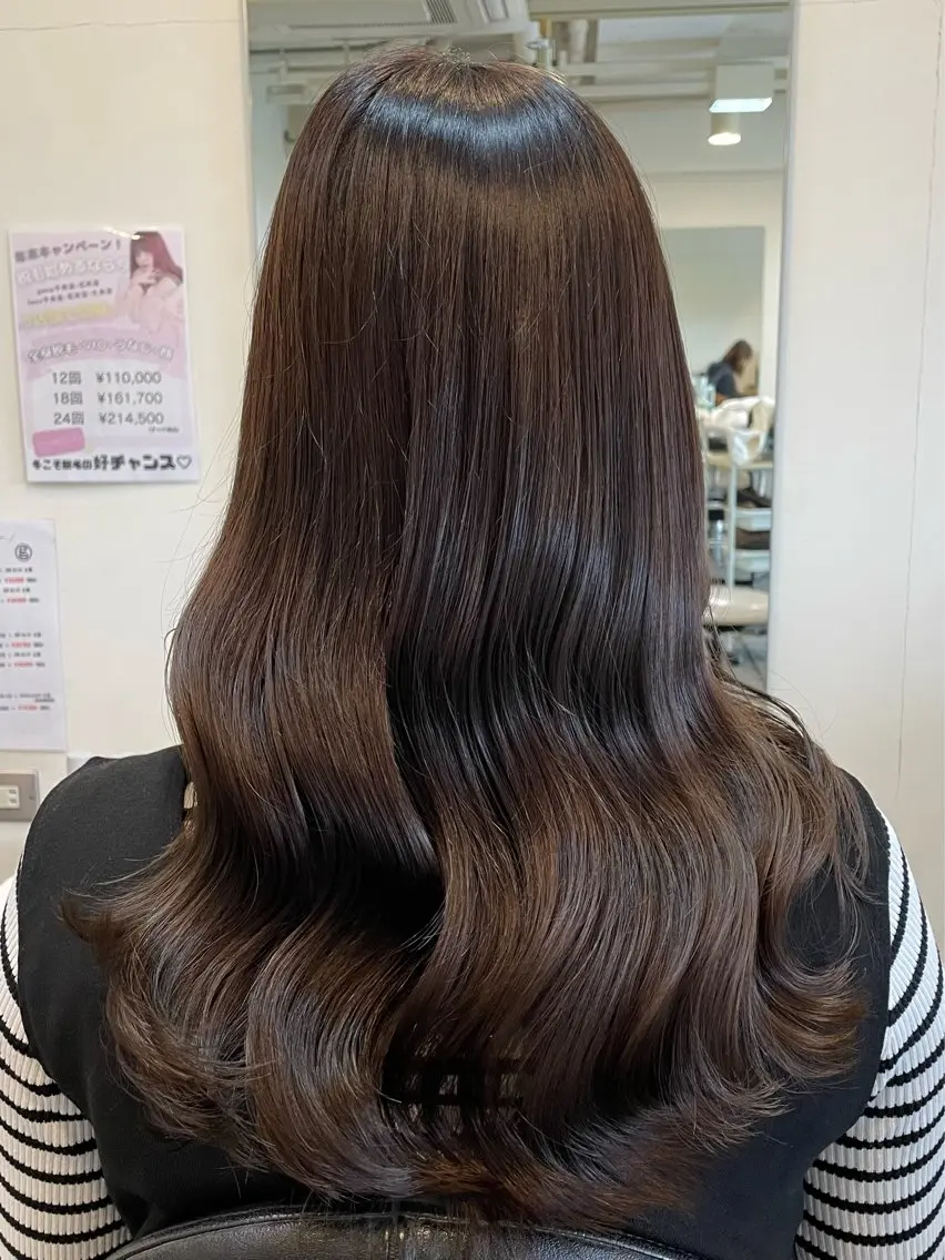 ロング カラー グレージュ カット ヘアカラー トリートメント IORI #韓国ヘア#髪質改善のヘアスタイル