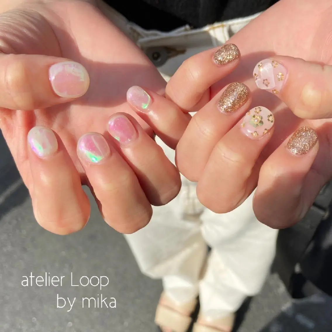 ネイル オーロラネイル キラキラネイル atelier Loop♪MIKAのネイルデザイン
