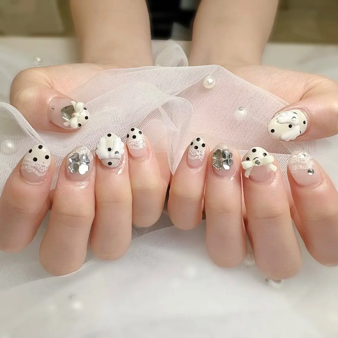 ネイル ハンドネイル nami🐰🎀 ガーリー/堺筋本町のネイルデザイン
