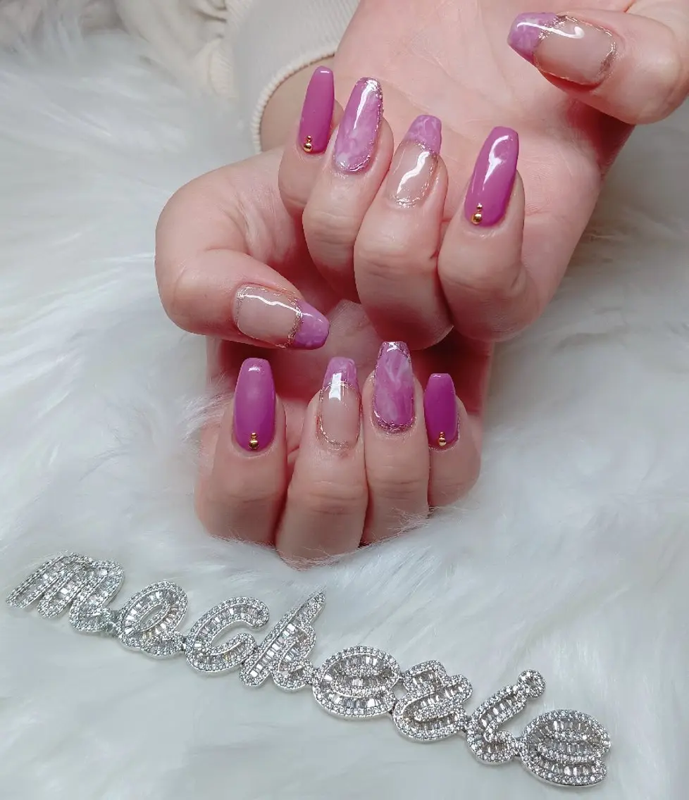 ネイル パープル ハンドネイル Nail Salon macherieのネイルデザイン