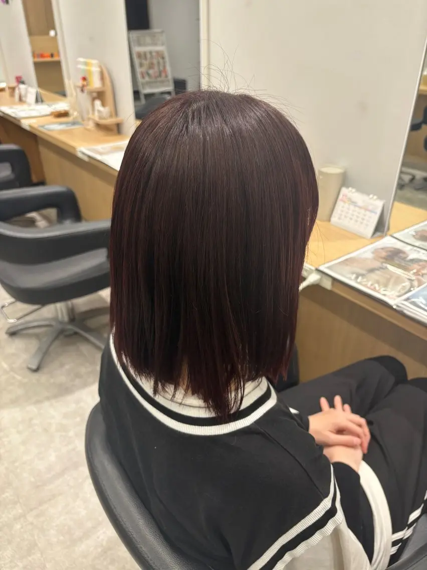 ミディアム カラー ブリーチ ブラウンカラー ピンクカラー ピンクブラウン ヘアカラー 大阪美容師/ さきのヘアスタイル