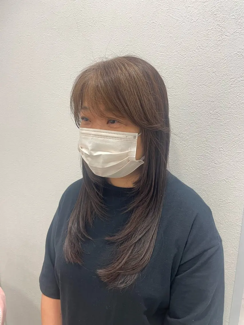 セミロング 顔周りカット レイヤーカット 悠良/平塚店 似合わせ/透明感のヘアスタイル