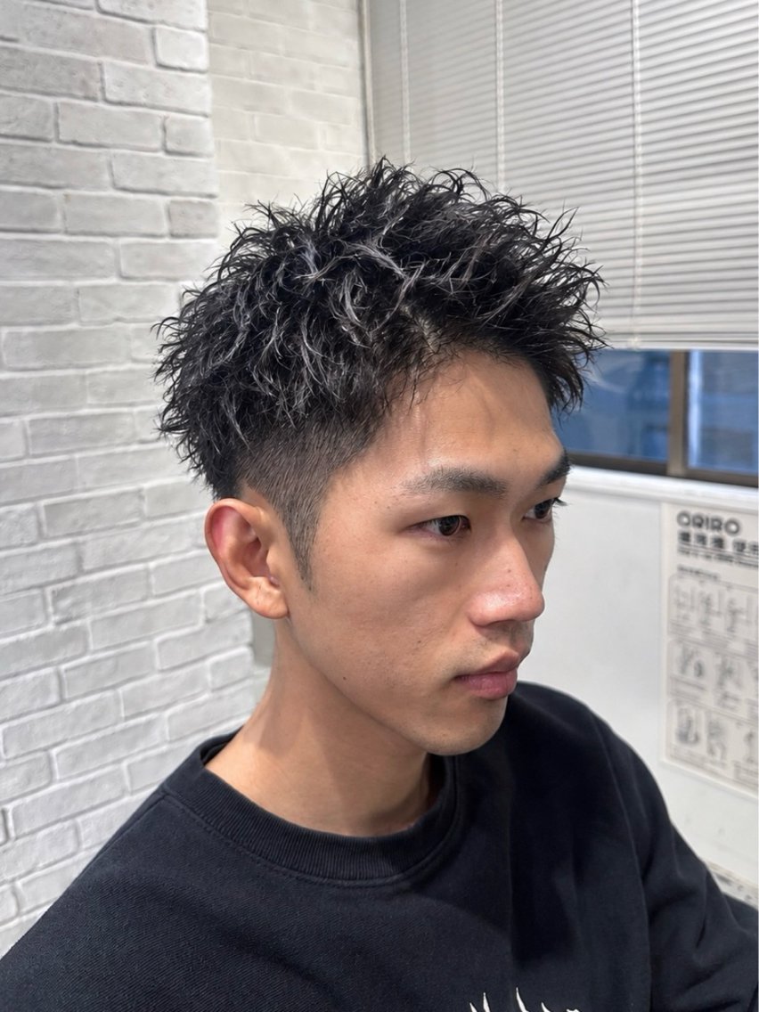 ショート カット パーマ メンズ/ダブルカラー /ベージュ🧸/制流のヘアスタイル