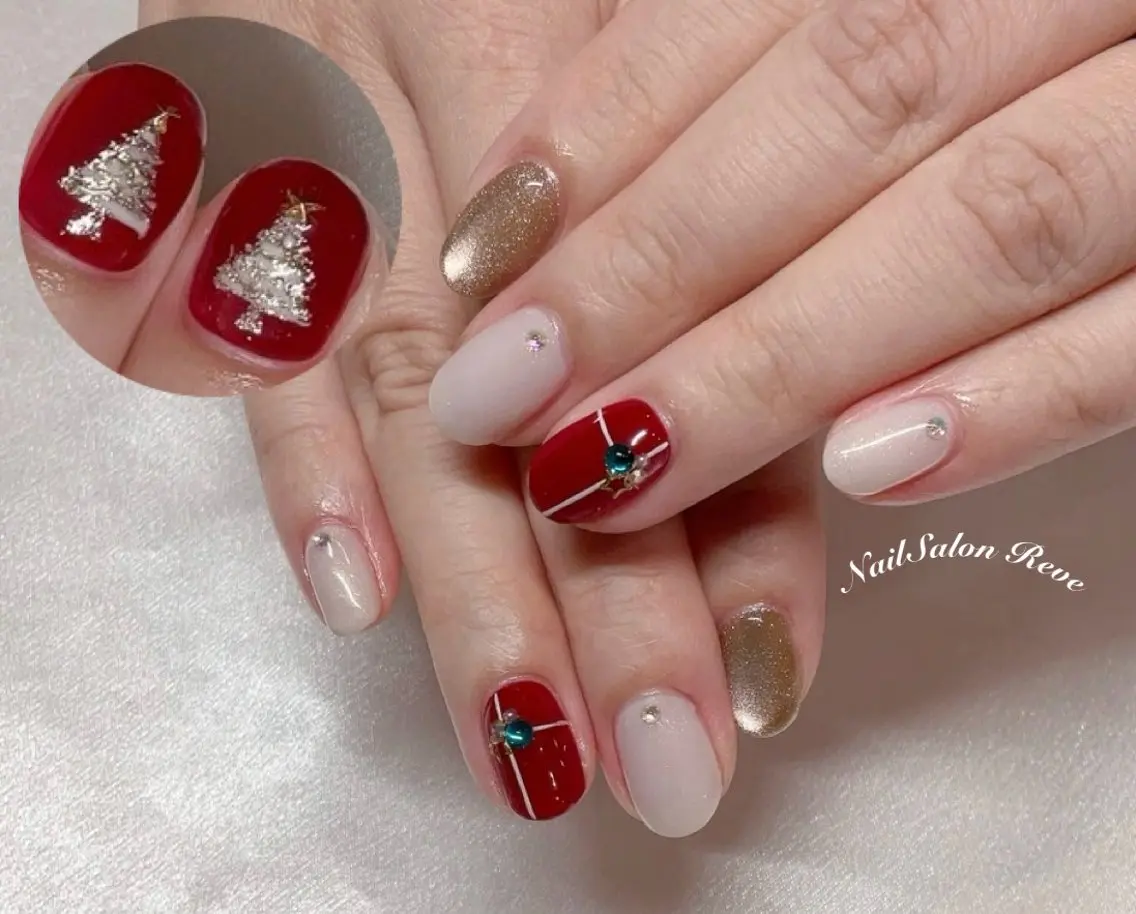 ネイル クリスマス ハンドネイル NailSalon Reveのネイルデザイン
