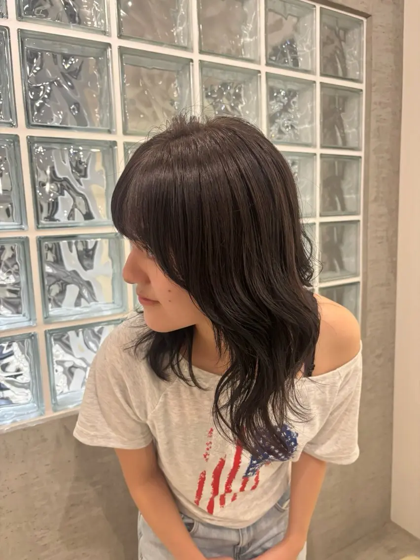 ミディアム カラー 透明感カラー グレージュ あやは🍀/カット モデル/名古屋のヘアスタイル