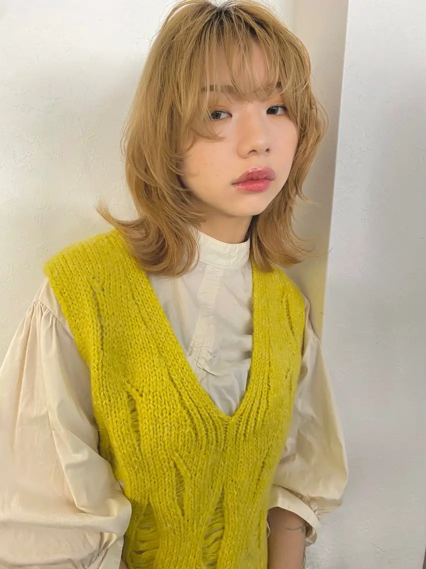 ミディアム カラー カット ヘアカラー トリートメント 森貴裕/ベージュ/ パーマ/オリーブのヘアスタイル