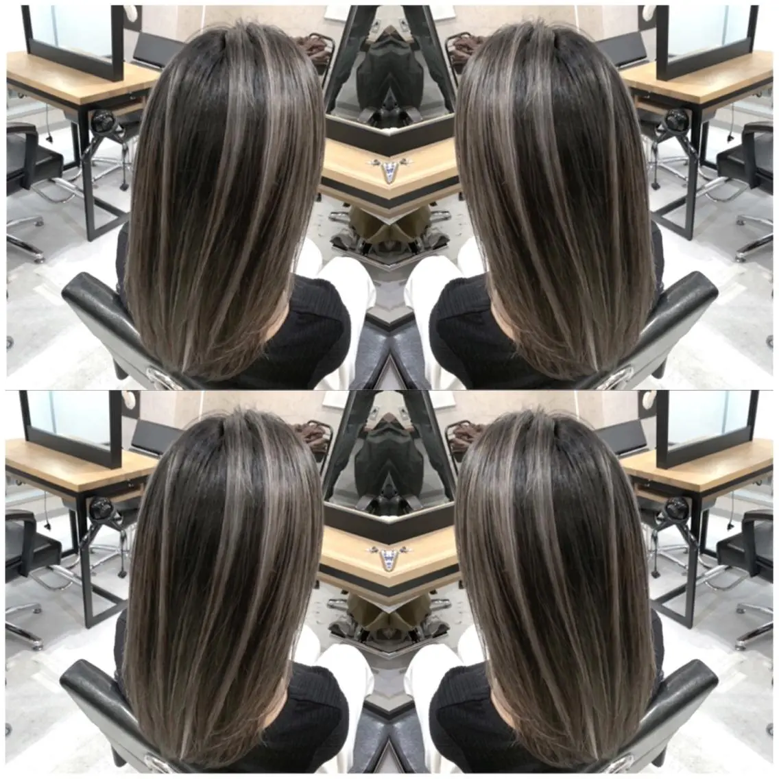 ミディアム カラー ヘアアレンジ バレイヤージュ ダブルカラー グラデーションカラー ハイライトカラー ハイライト 松井那津子 /ハイライトブリーチのヘアスタイル