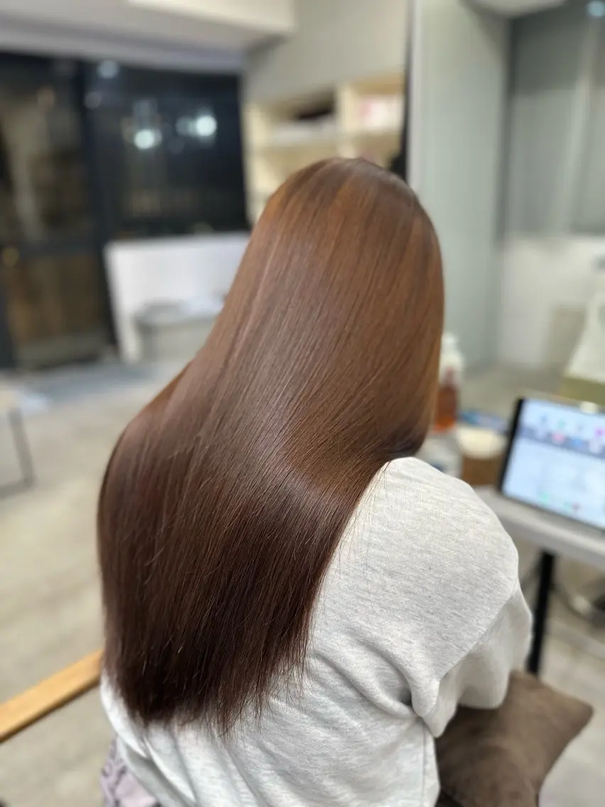 ロング パーマ 縮毛矯正 ハイトーンカラー が絶対可愛い✨泰聖✨のヘアスタイル