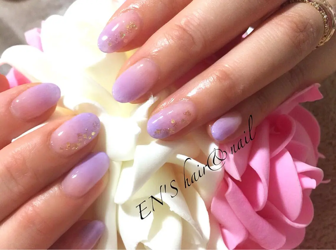 ネイル ラメ(グリッター) パステルネイル パープル フルリール 【プライベートサロンのネイルデザイン
