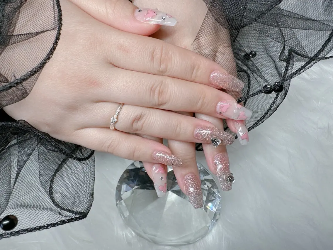 ネイル フラッシュネイル ハート 持ち込み nail salon OnRのネイルデザイン