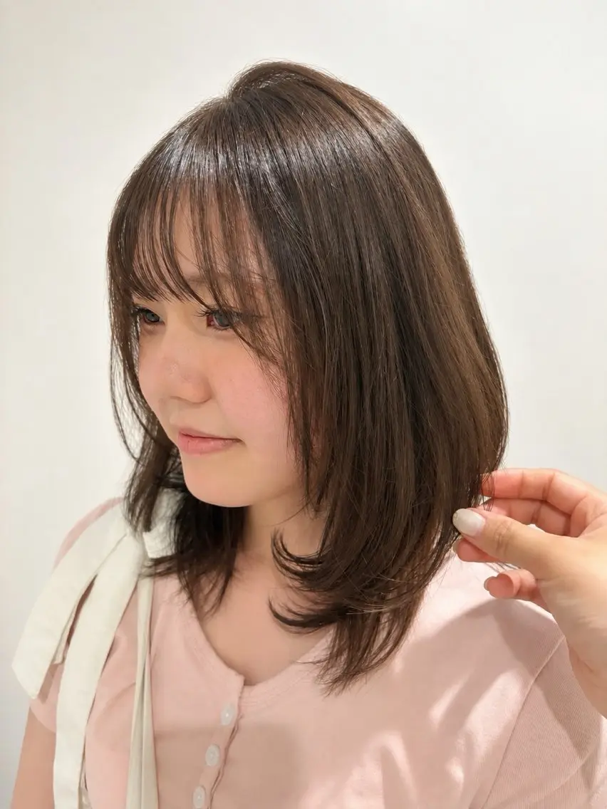 ミディアム カラー カット ヘアカラー トリートメント かけだ まゆのヘアスタイル
