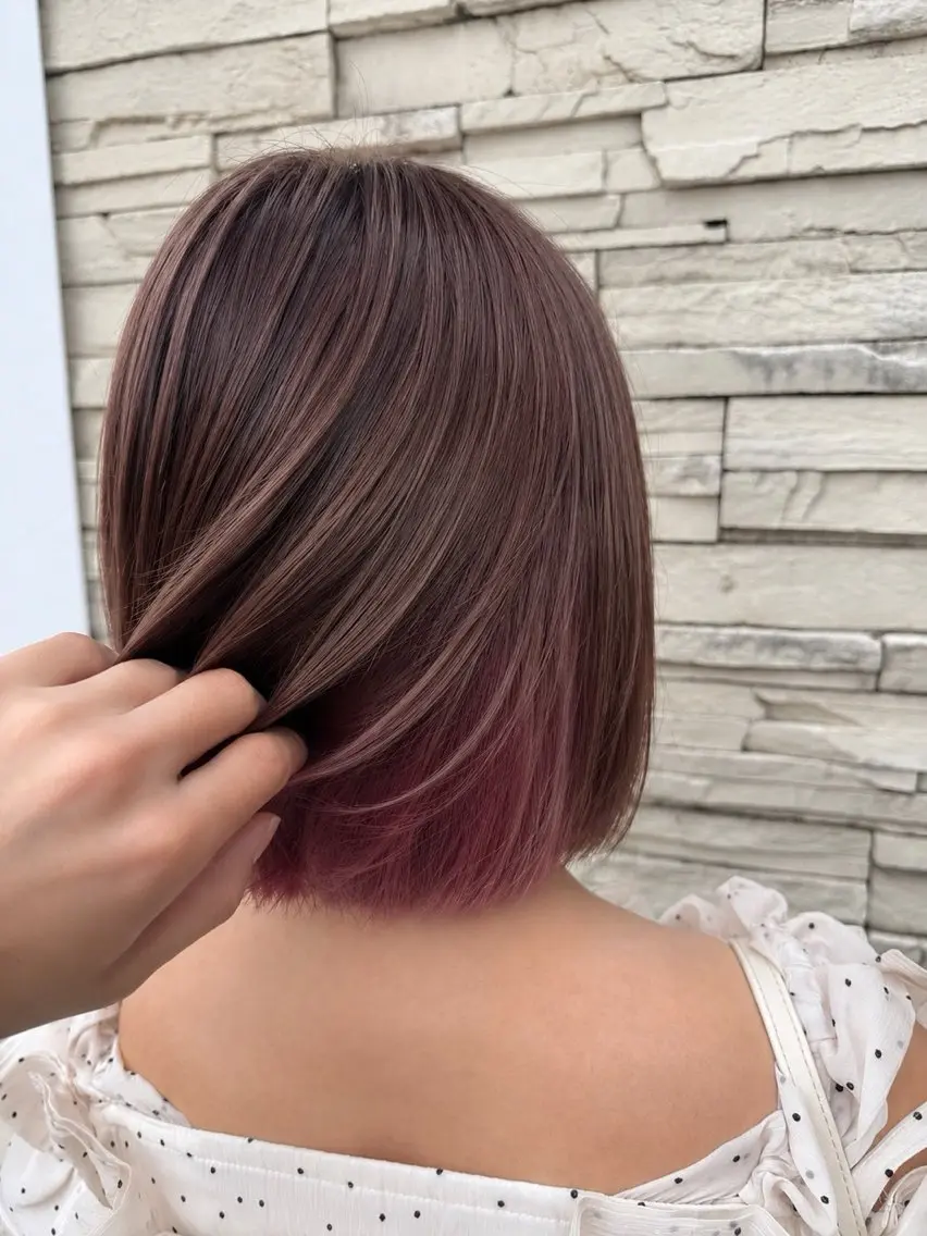 ショート ピンクブラウン ボブ ヘアカラー 縮毛矯正/パーマ /艶髪/赤松❄️のヘアスタイル