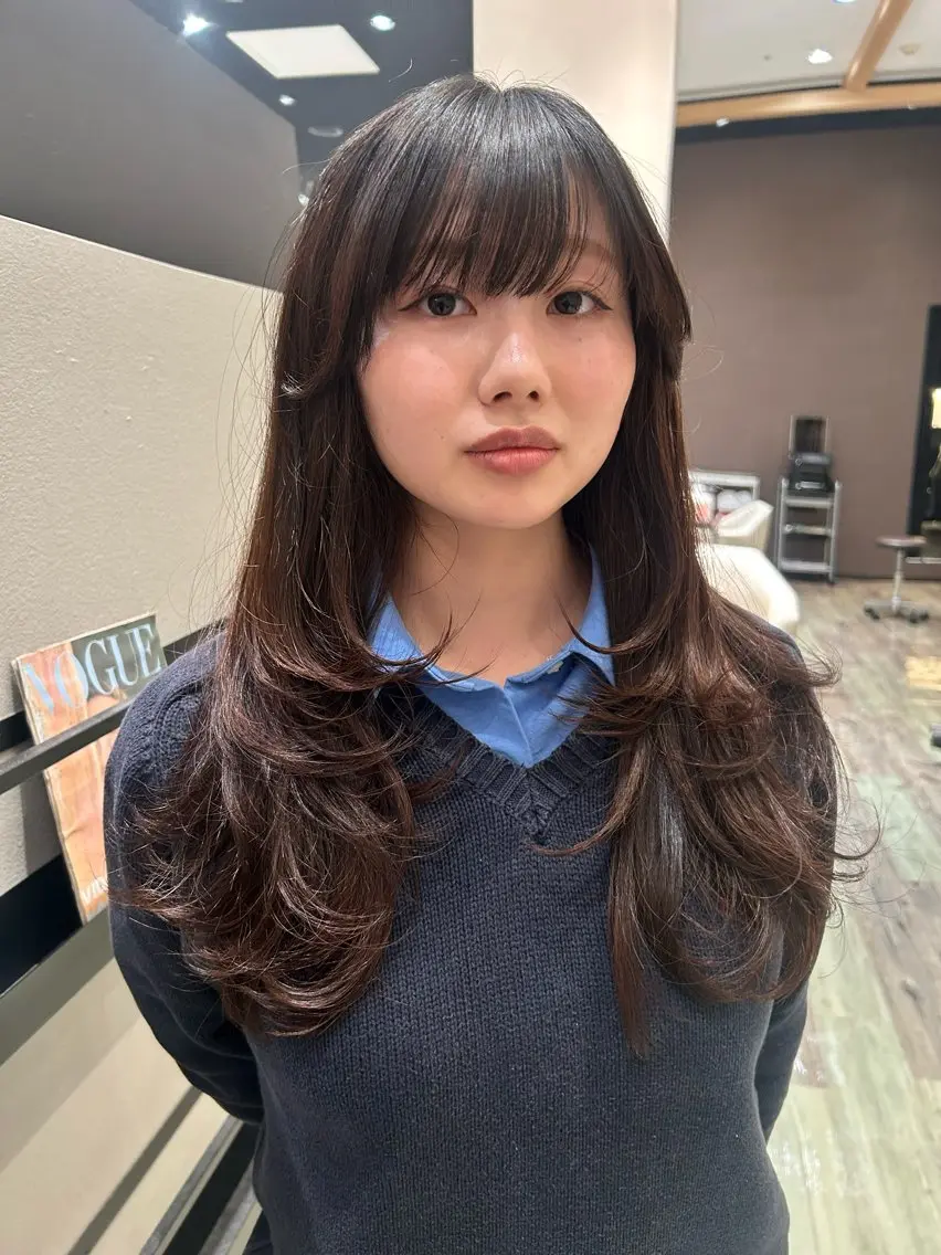ロング レイヤーカット カット k-two☁あべの/ パーマ/Touaのヘアスタイル