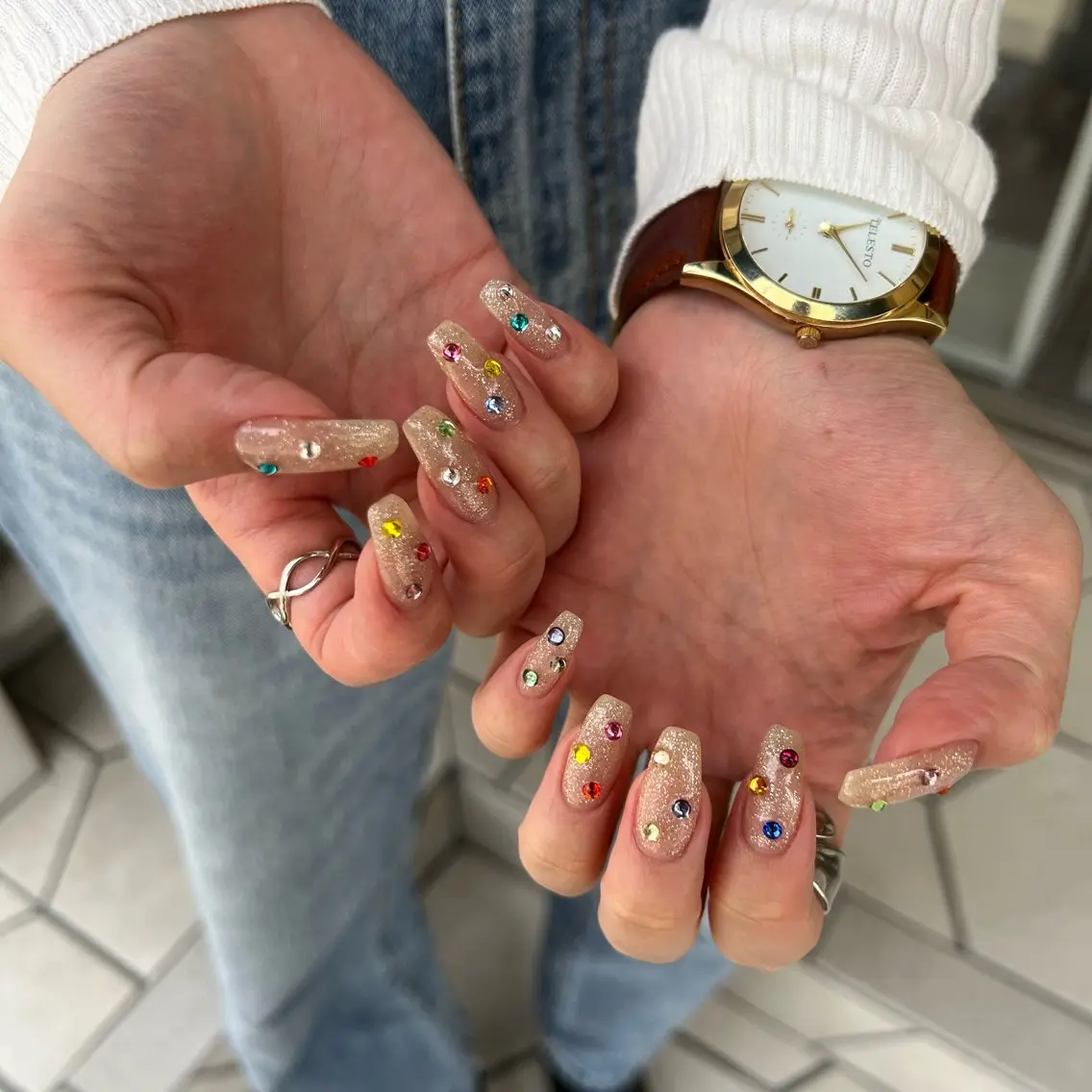 ネイル アートネイル ストーンネイル Rommy Arisaのネイルデザイン