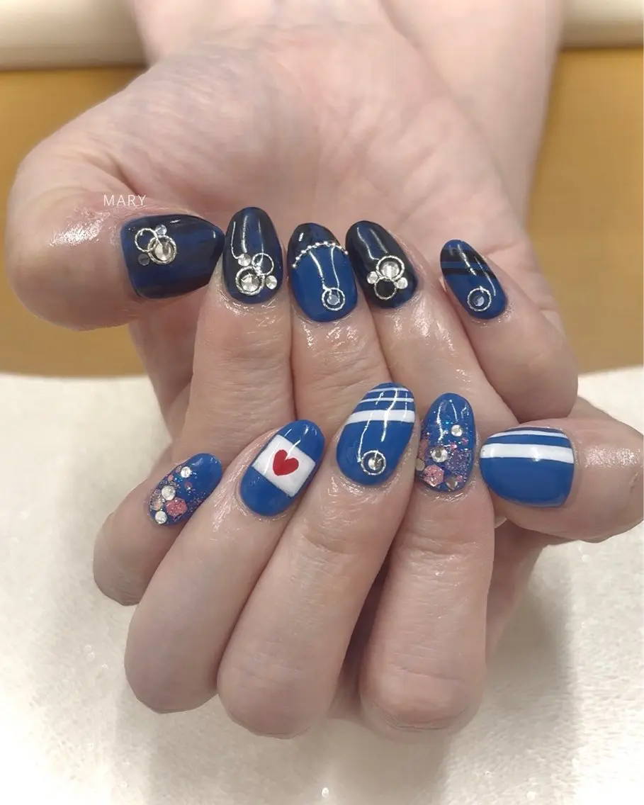 ネイル ブルー ニュアンスネイル ハンドネイル Mary nail .narumiのネイルデザイン