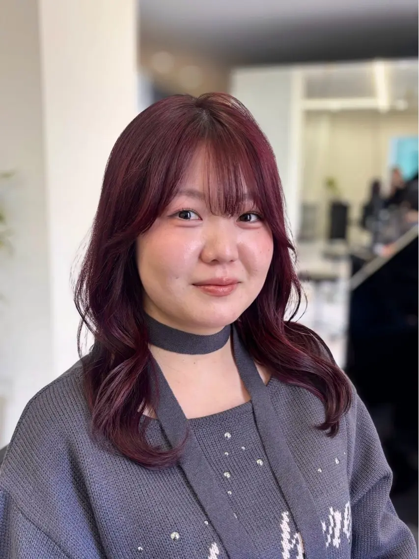 ミディアム カラー レッドカラー カット ヘアカラー The Ect Q'n🍑MOMOのヘアスタイル