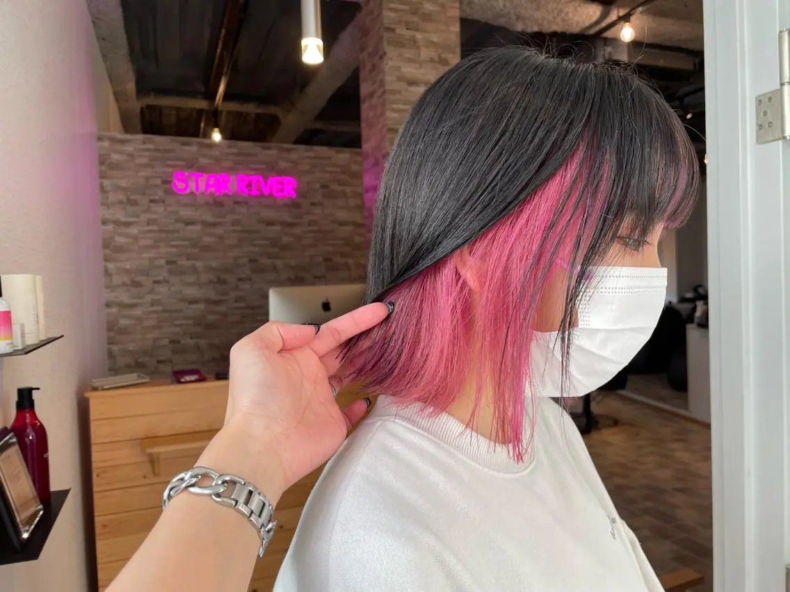 ミディアム カラー カット ヘアカラー トリートメント YUI/ ブリーチカラー🌷のヘアスタイル