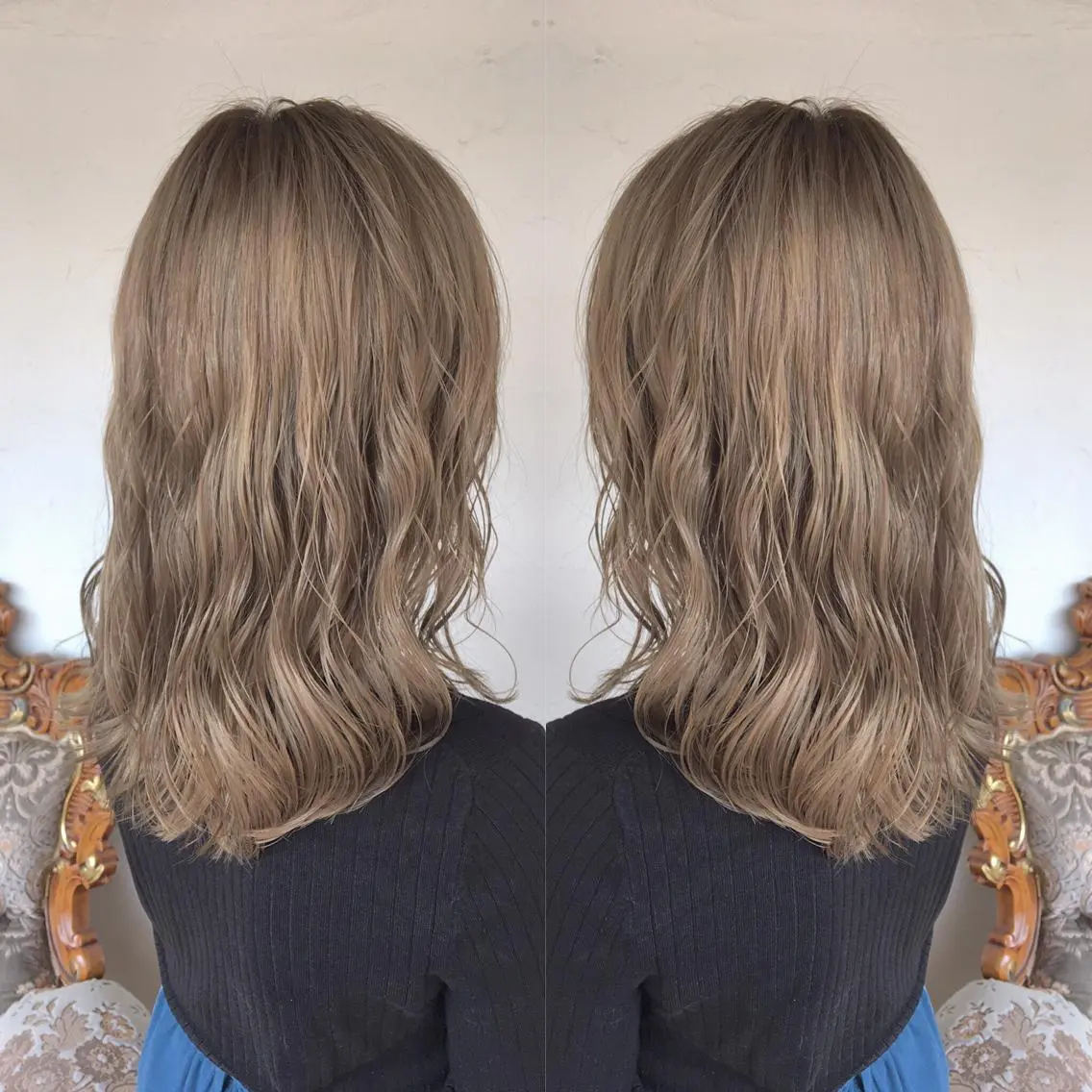 セミロング カラー パーマ ヘアアレンジ ベージュカラー ブロンド ブロンドベージュ エグチ アキラのヘアスタイル