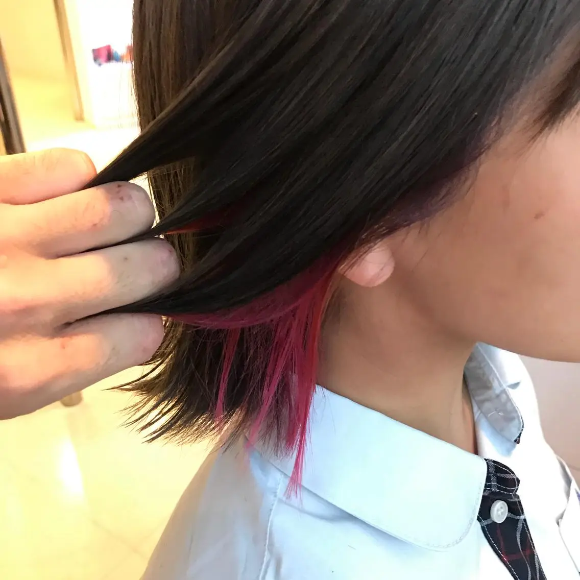ショート カラー デザインカラー ピンクカラー カット ヘアカラー Oopsレイヤー 加藤澄都のヘアスタイル